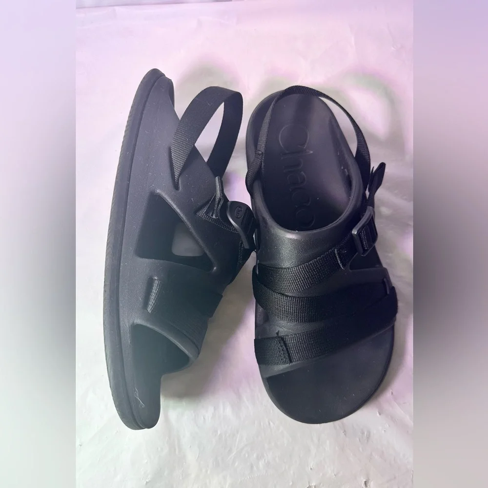 Chaco Black Dual-Strap Slide with Buckle